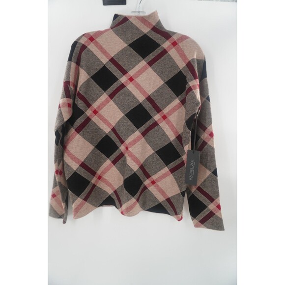 NWT Rachel Zoe Plaid Argyle Sweater Preppy Mock Neck Pullover Cozy Knit Size XL - Picture 1 of 10